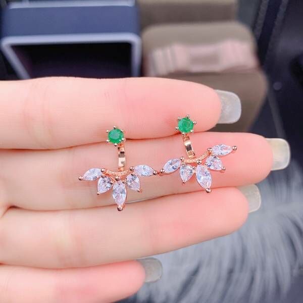 純天然哥倫比亞祖母綠 耳釘