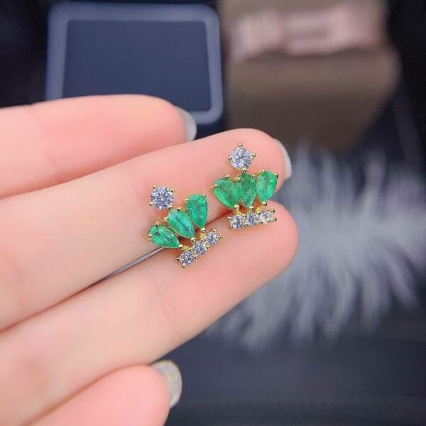 純天然哥倫比亞祖母綠 耳釘