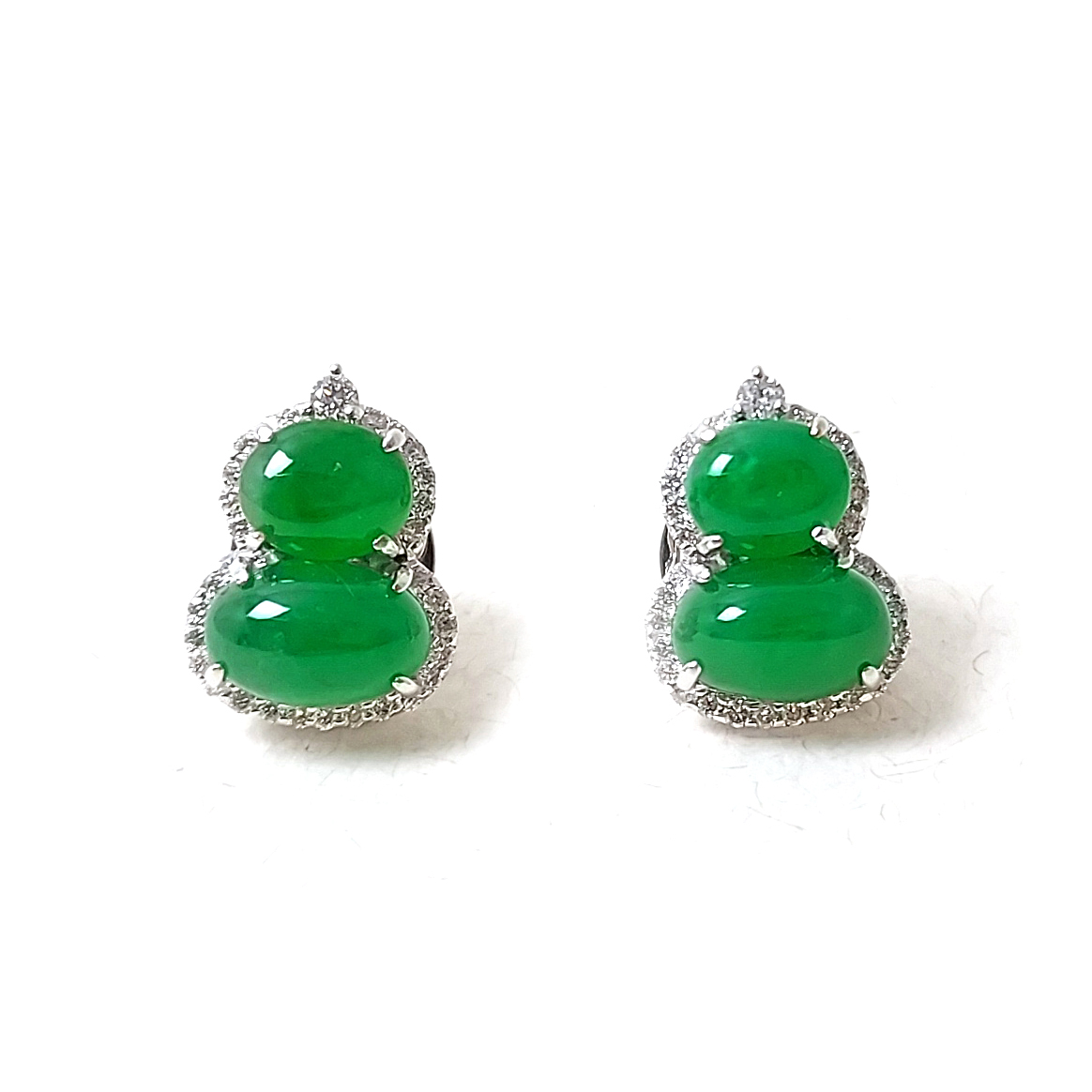 翡翠葫蘆天然鑽石耳環