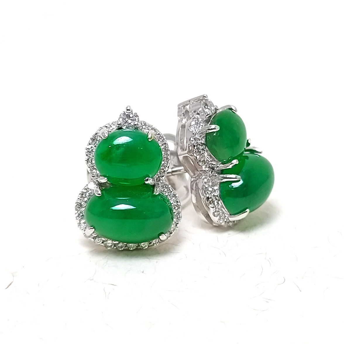 翡翠葫蘆天然鑽石耳環