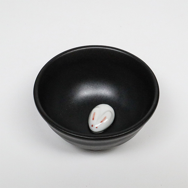 【美濃燒】月兔清酒杯-黑