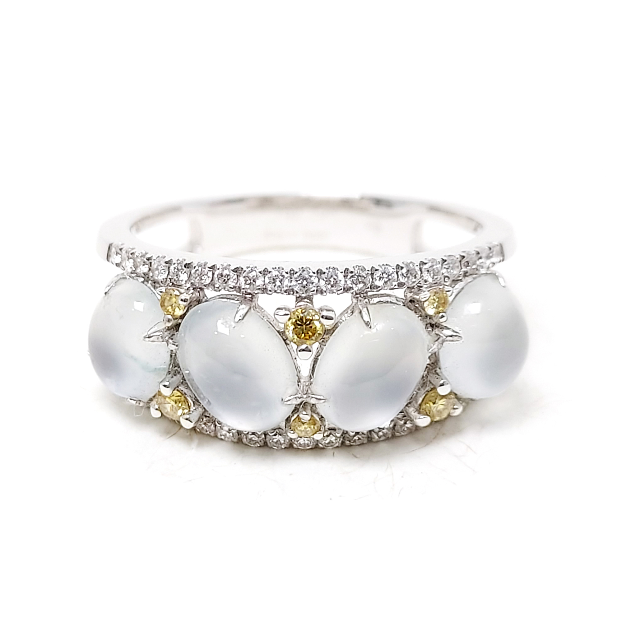 冰種白玉天然鑽石戒指