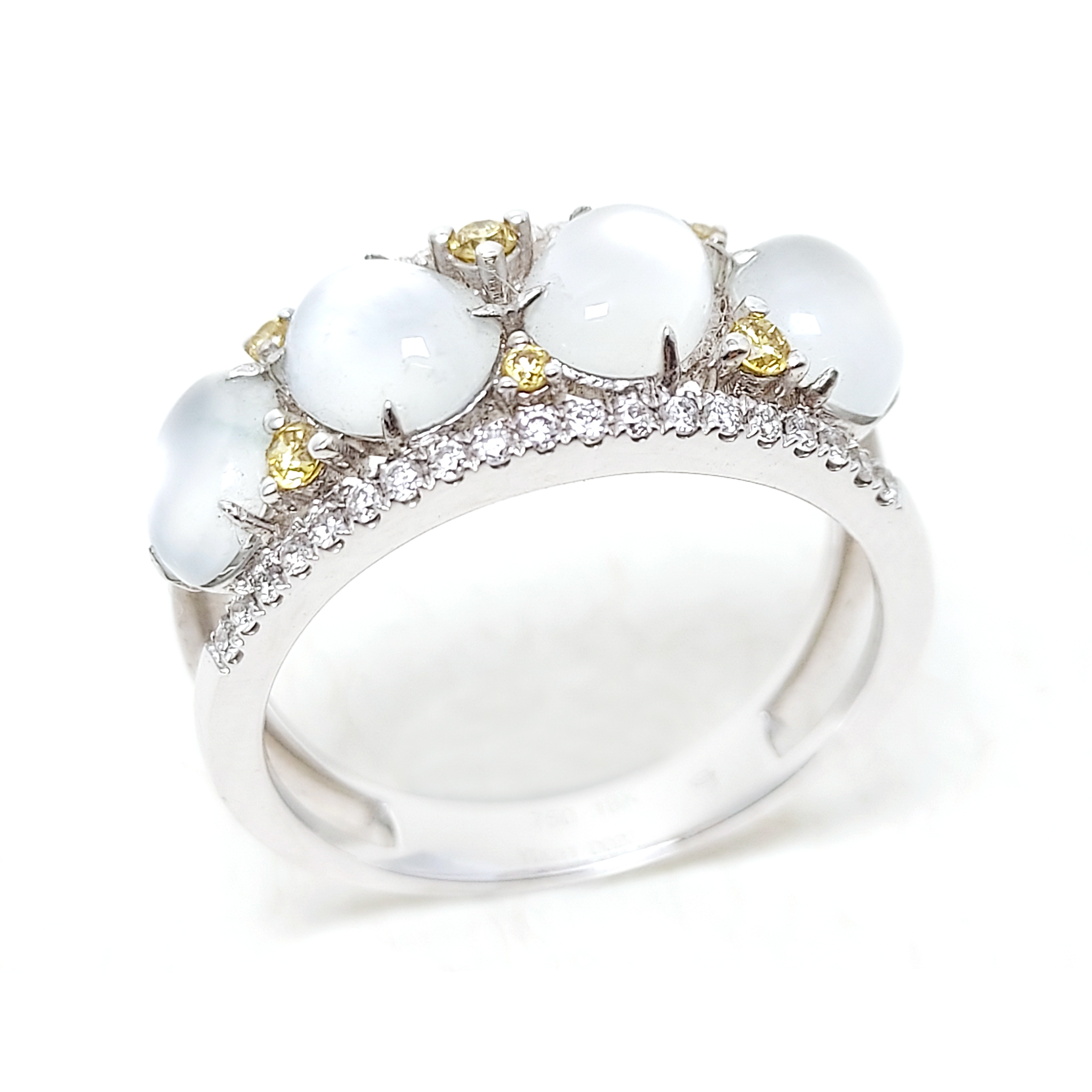 冰種白玉天然鑽石戒指