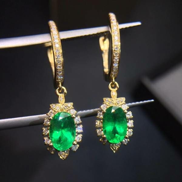 純天然哥倫比亞祖母綠 耳釘