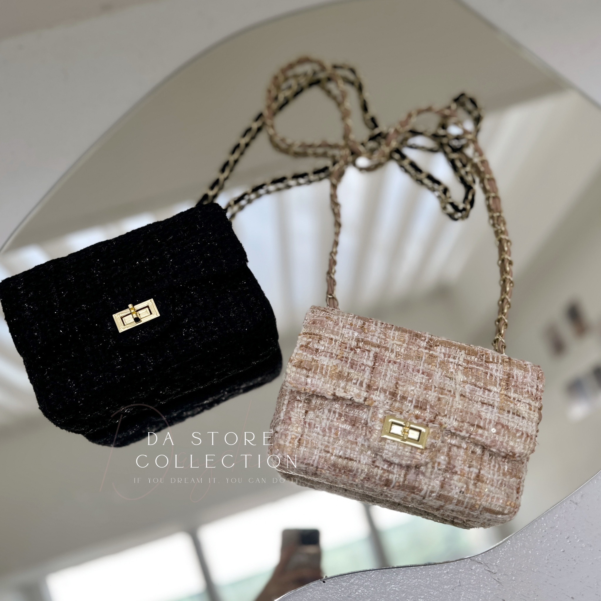 小香風金蔥編織肩背包/二色