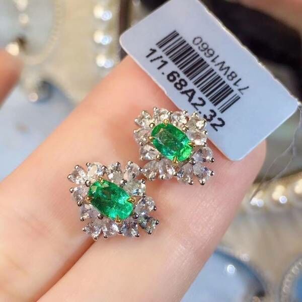 純天然哥倫比亞祖母綠 耳釘