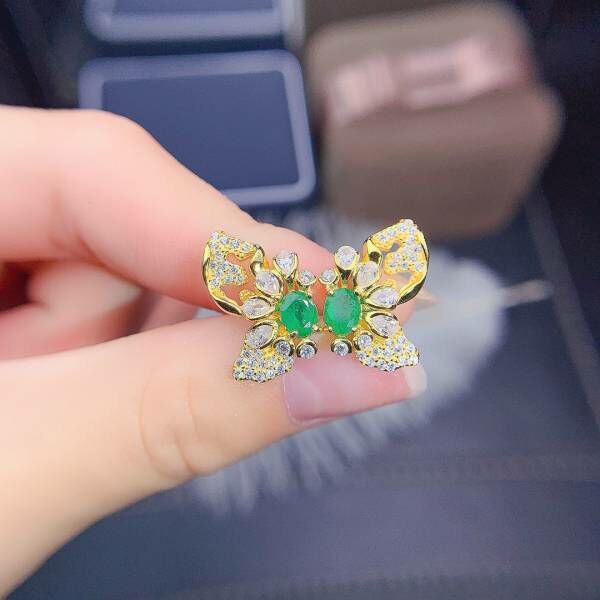 極品純天然哥倫比亞祖母綠 耳釘