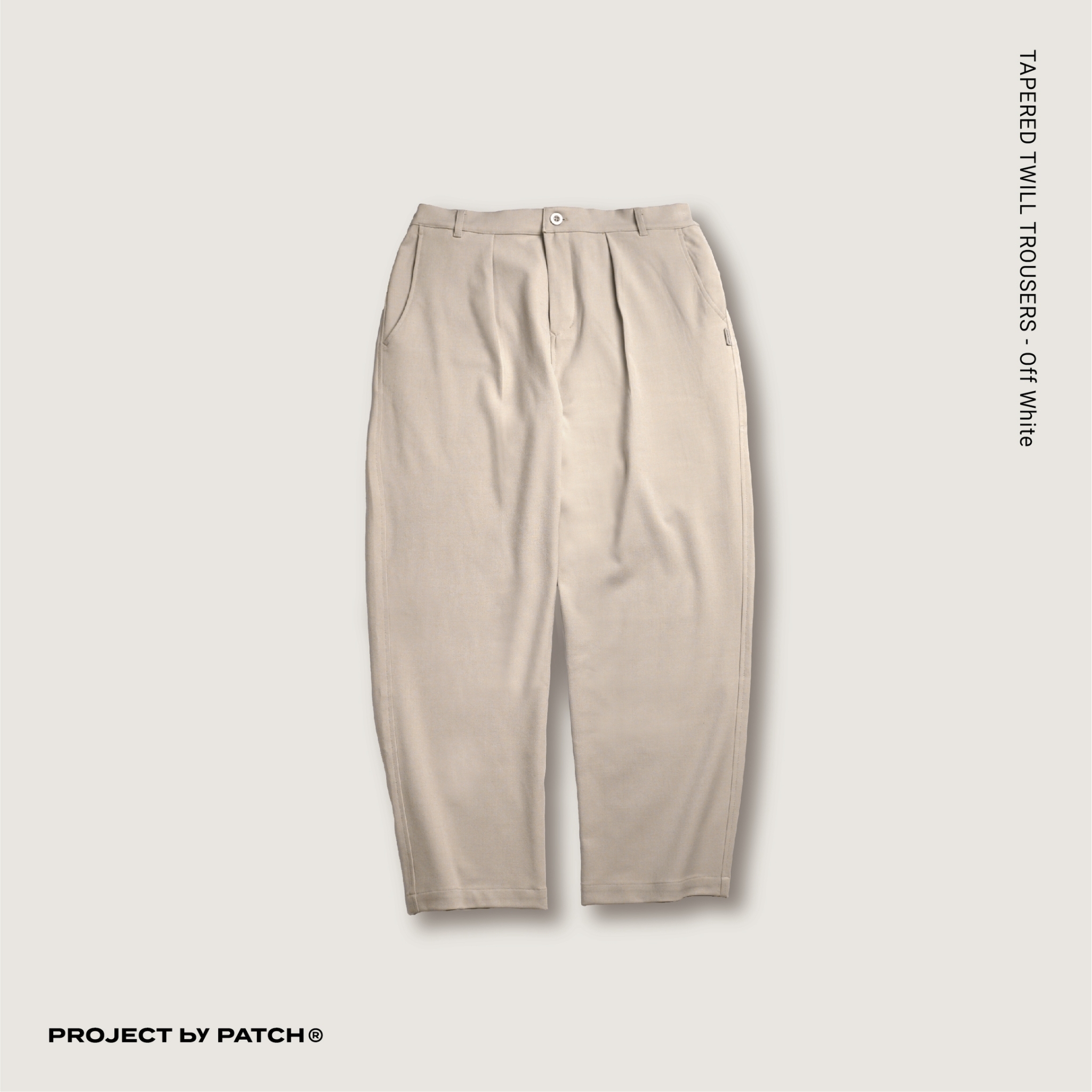 P.B.P - TAPERED TWILL TROUSERS  - OFF-WHITE
