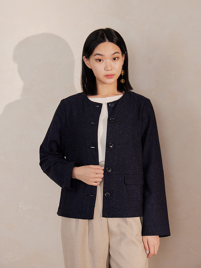 河畔一周毛料口袋外套-思考