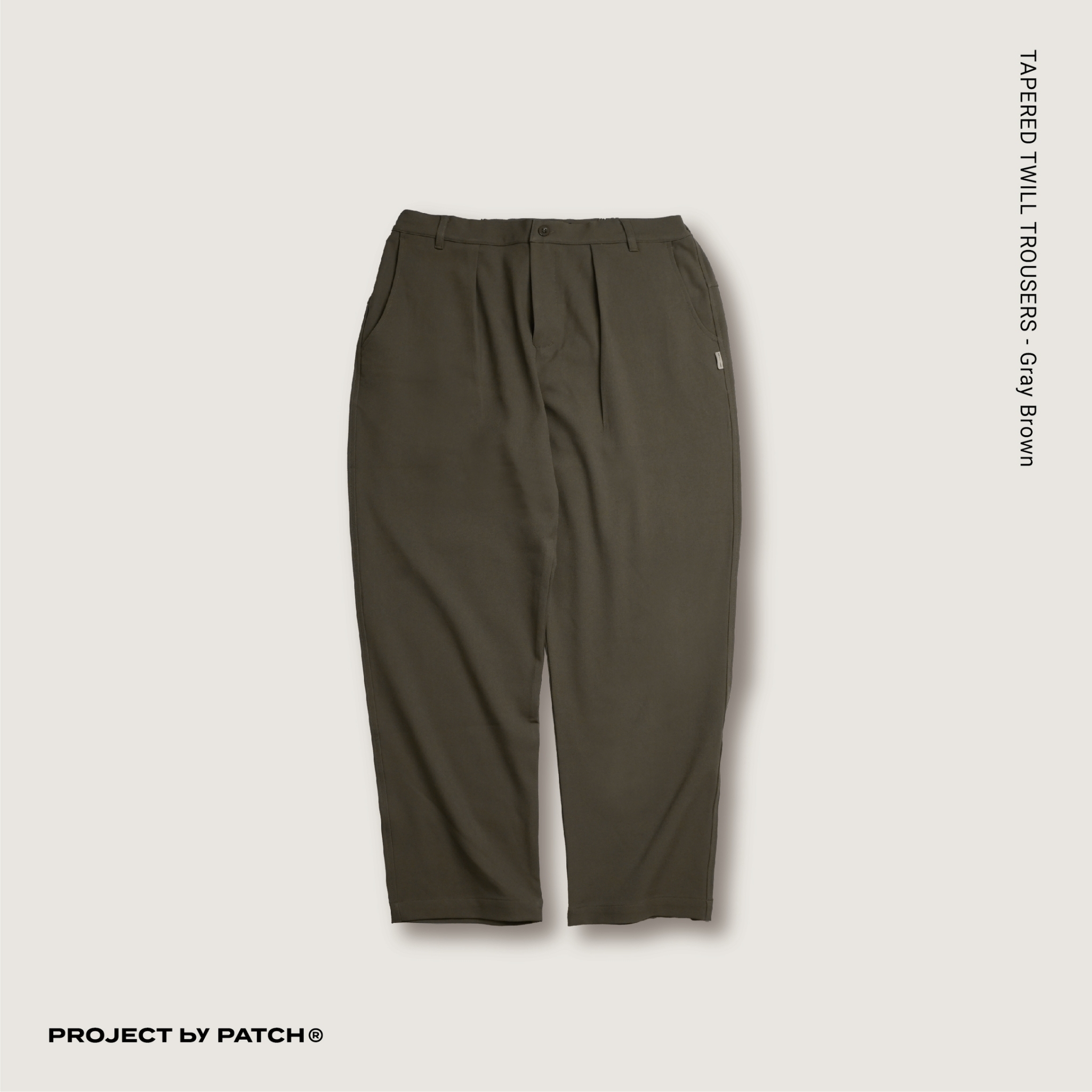 P.B.P - TAPERED TWILL TROUSERS  - GRAY BROWN