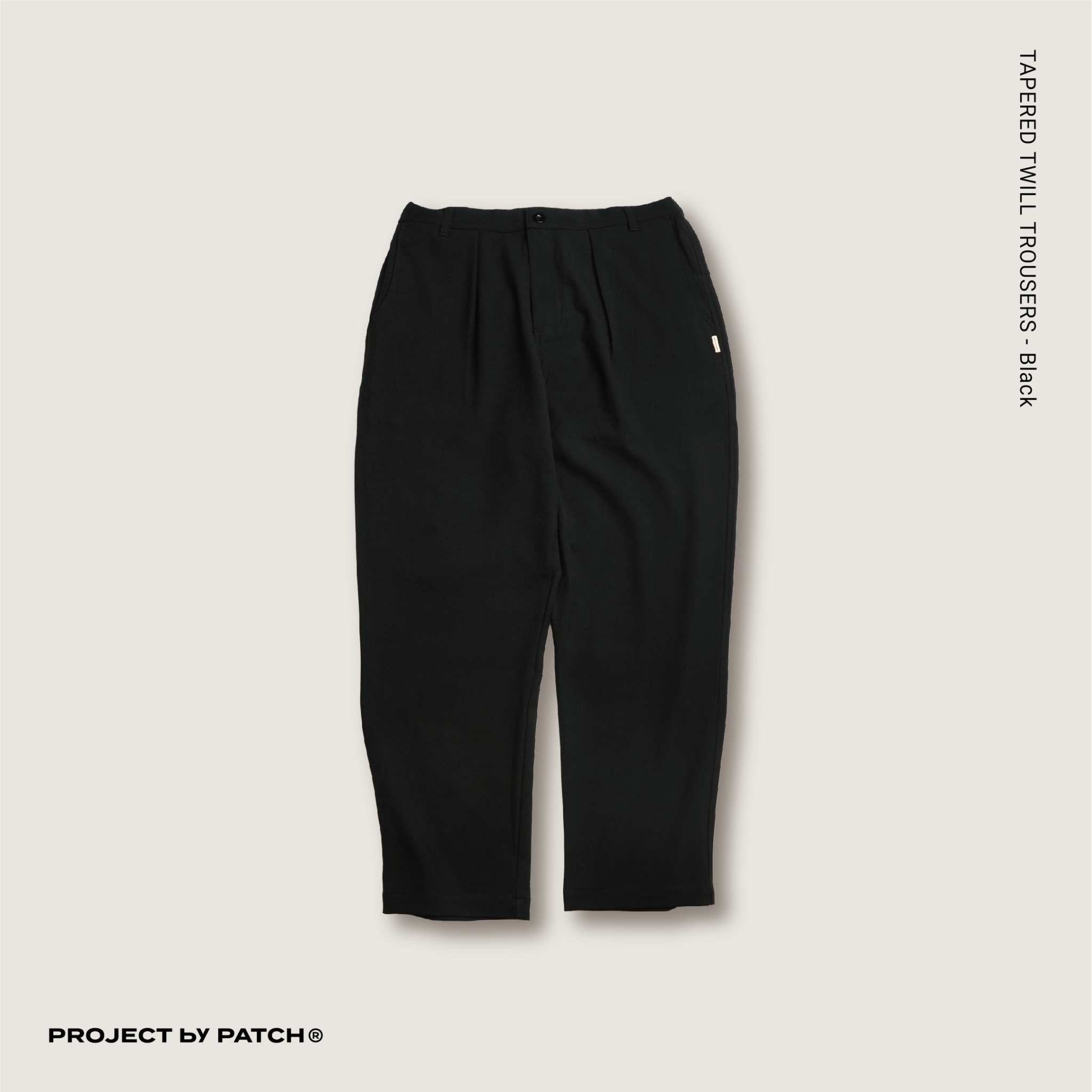 P.B.P - TAPERED TWILL TROUSERS  - BLACK