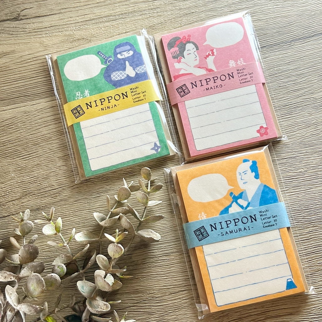 日本古川紙工 NIPPON系列 美濃和紙迷你信紙信封組 共三款
