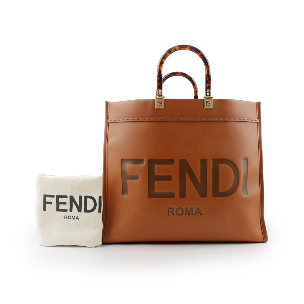 【FENDI】Sunshine 牛皮大款手提托特包(焦糖色) 8BH372 ABVL F0PWZ