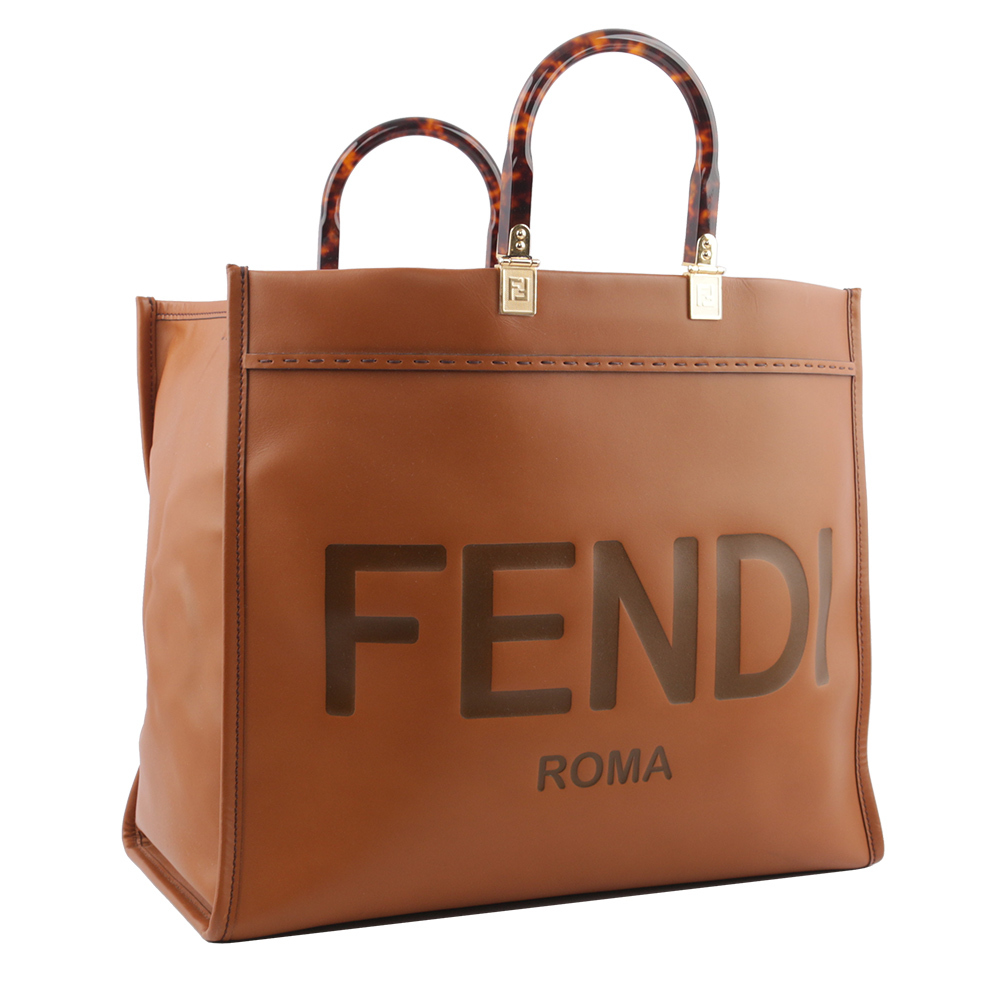【FENDI】Sunshine 牛皮大款手提托特包(焦糖色) 8BH372 ABVL F0PWZ