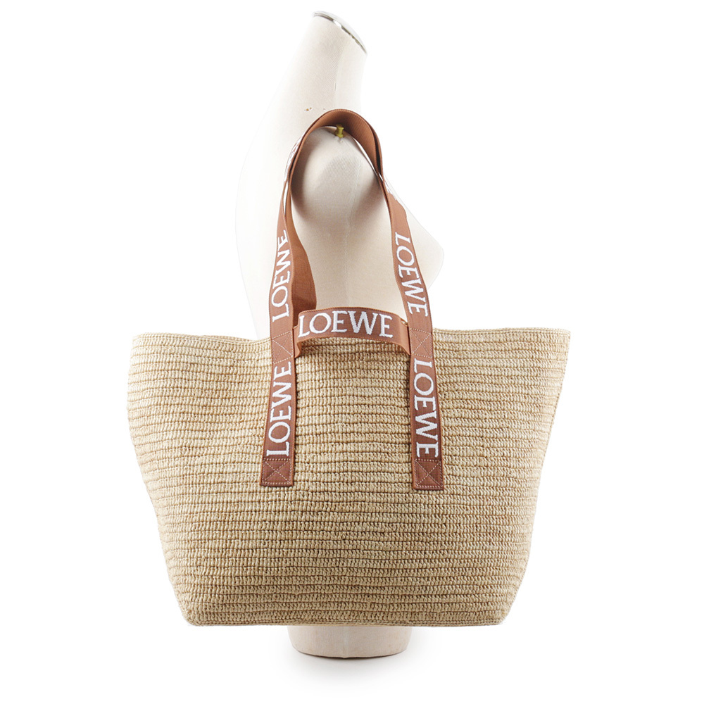 【LOEWE】Fold Shopper 酒椰纖維托特包(原色/棕褐色) B507X23X04 2435