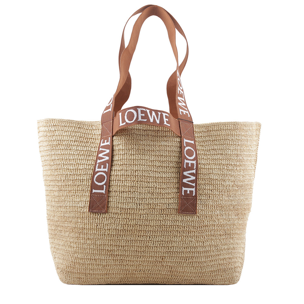 【LOEWE】Fold Shopper 酒椰纖維托特包(原色/棕褐色) B507X23X04 2435