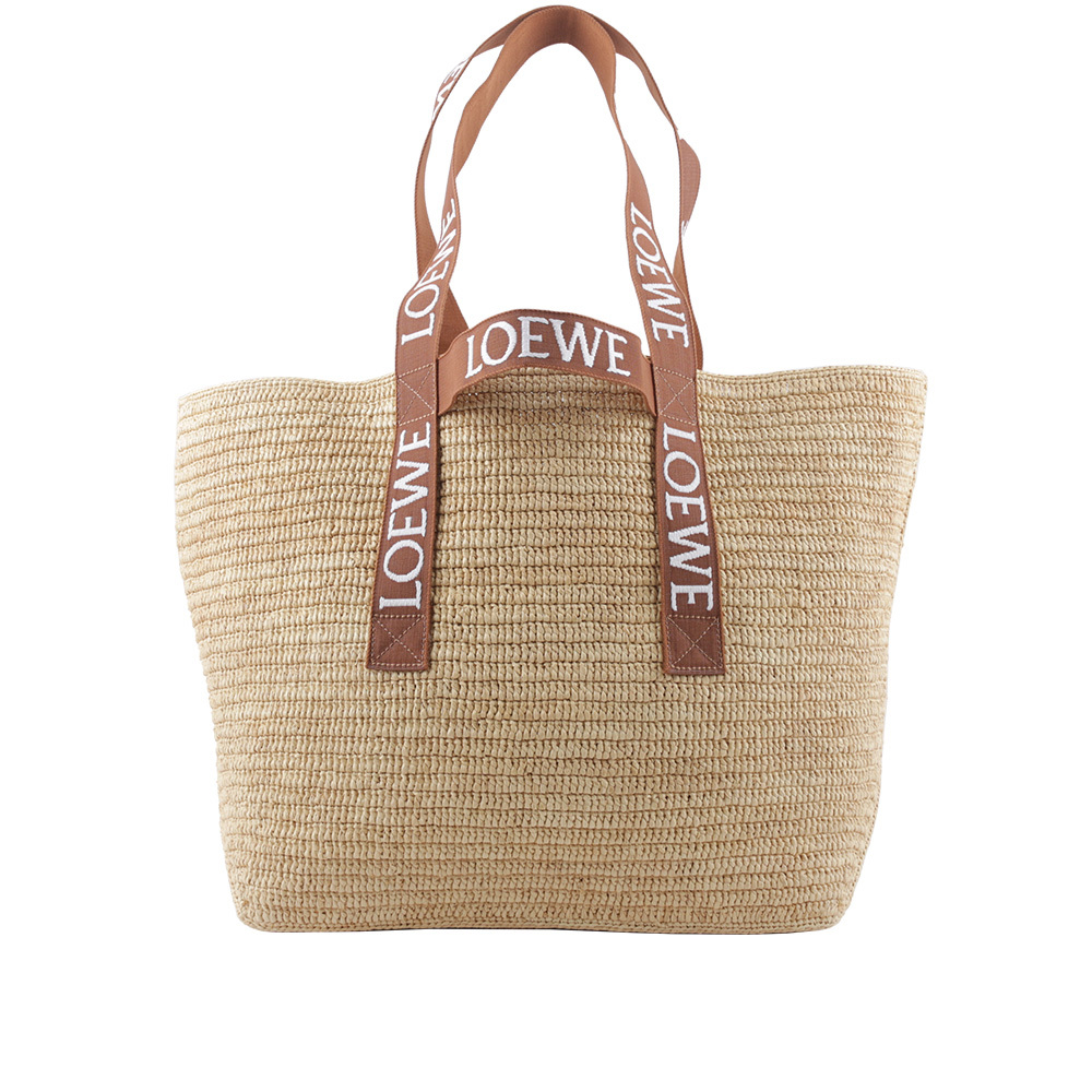 【LOEWE】Fold Shopper 酒椰纖維托特包(原色/棕褐色) B507X23X04 2435