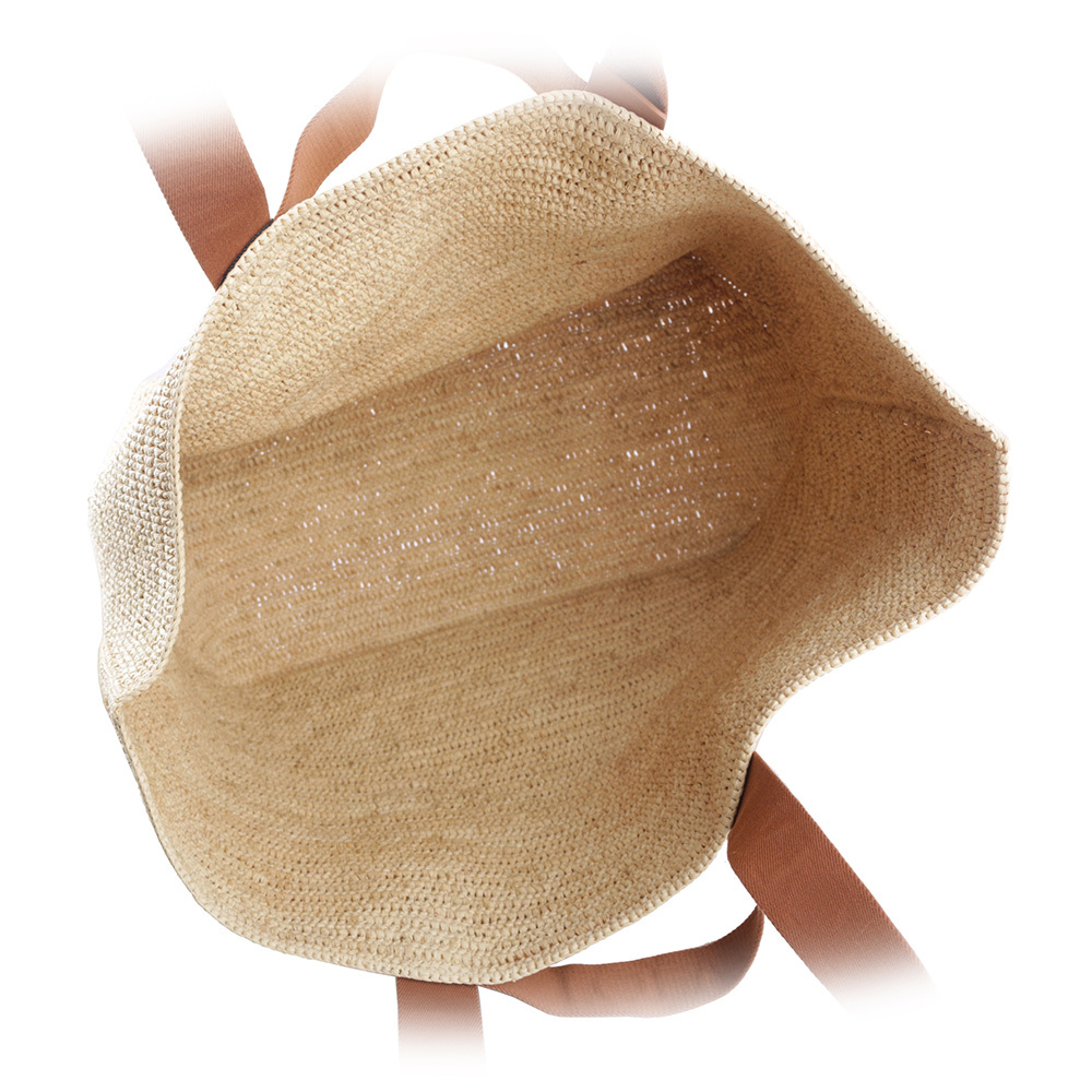 【LOEWE】Fold Shopper 酒椰纖維托特包(原色/棕褐色) B507X23X04 2435