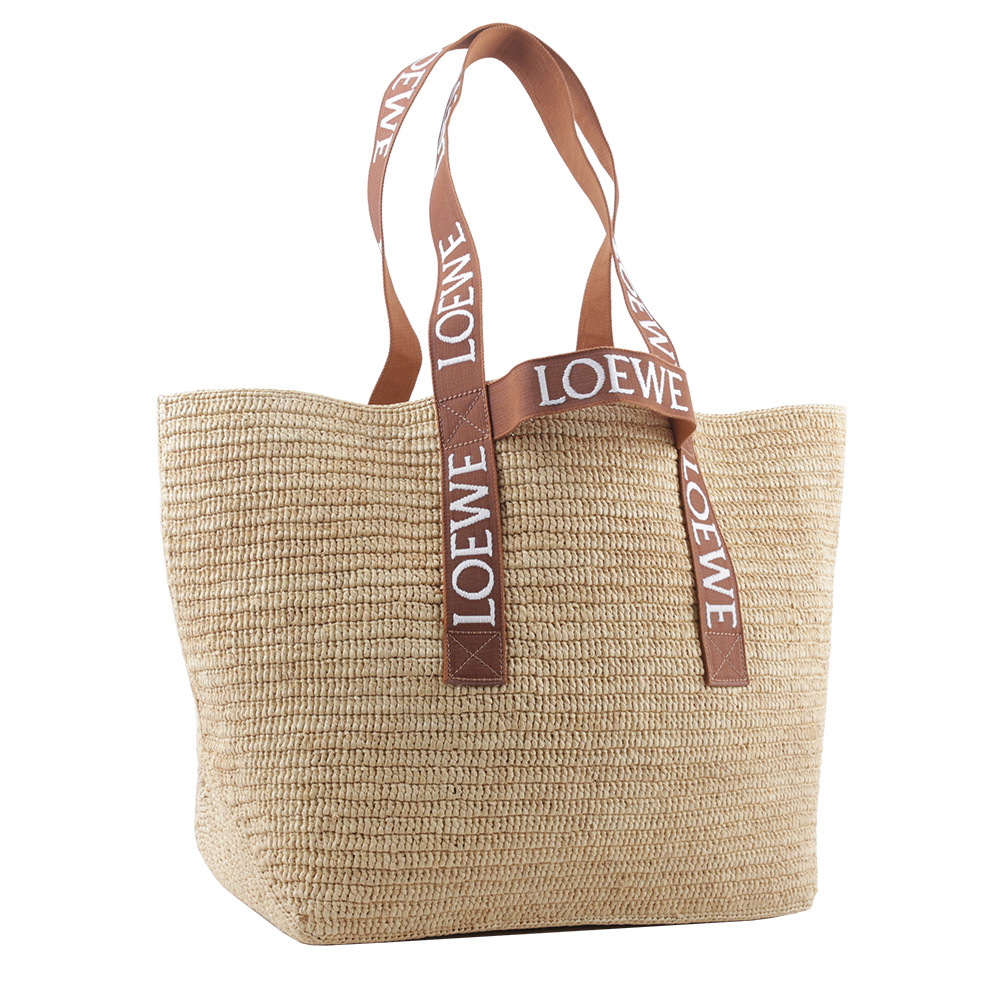 【LOEWE】Fold Shopper 酒椰纖維托特包(原色/棕褐色) B507X23X04 2435