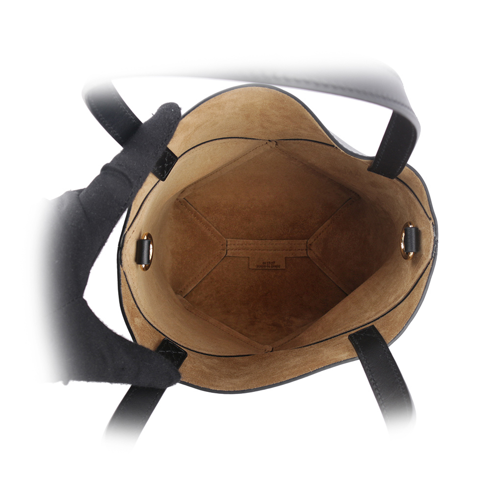 【LOEWE】Puzzle 亮面小牛皮迷你摺疊托特包(黑色) A657V25X01 1100