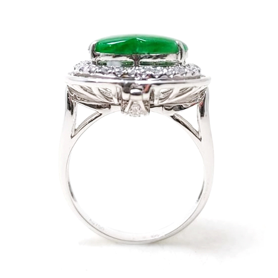 心形翡翠天然鑽石戒指