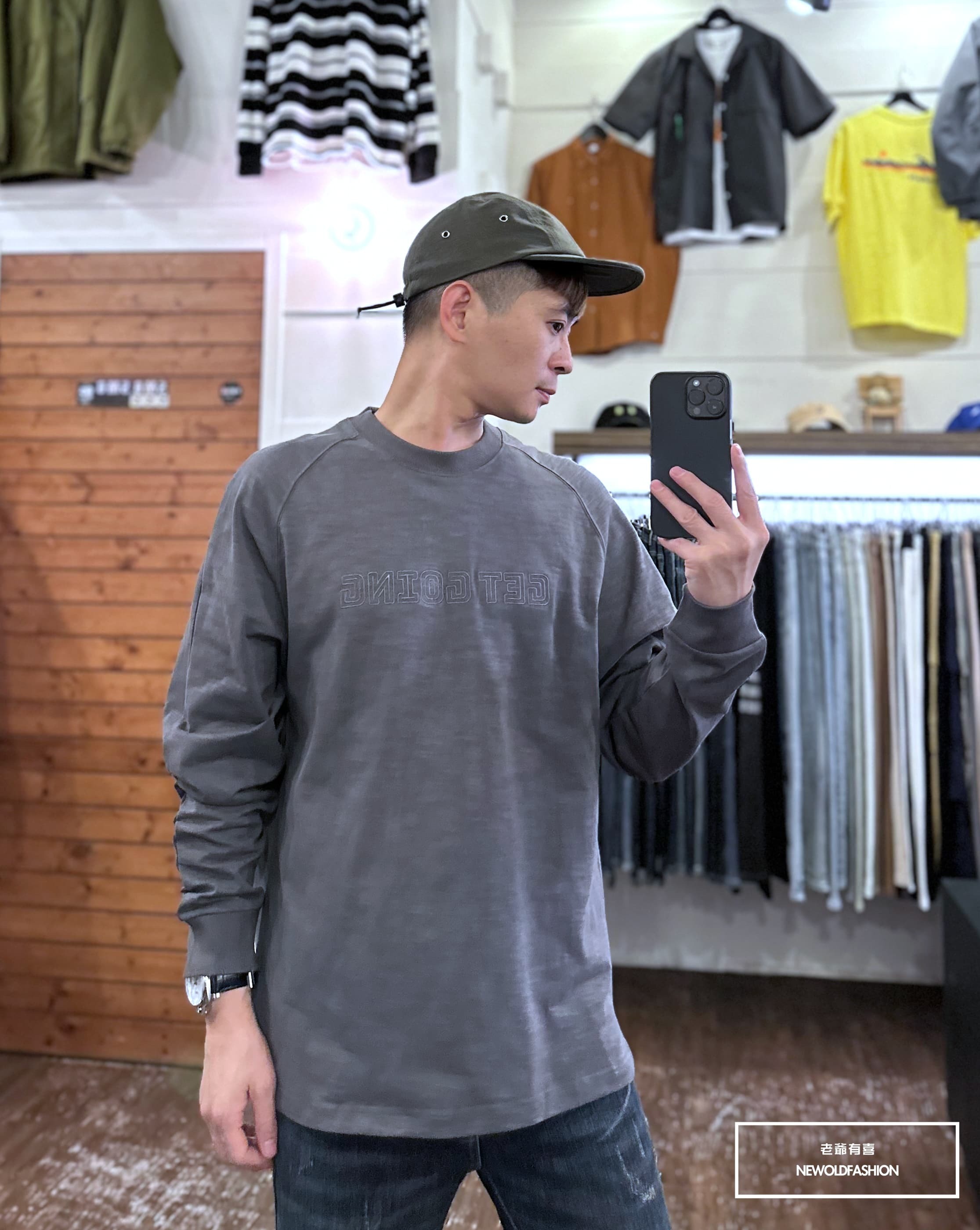 『新品上市』重磅GOING刺繡竹節棉大學T-深灰(NOF2309387)