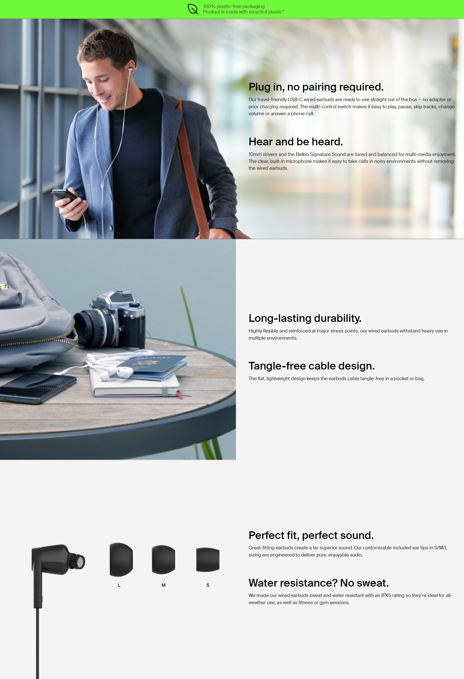 SoundForm™ Wired Earbuds with USB-C Connector