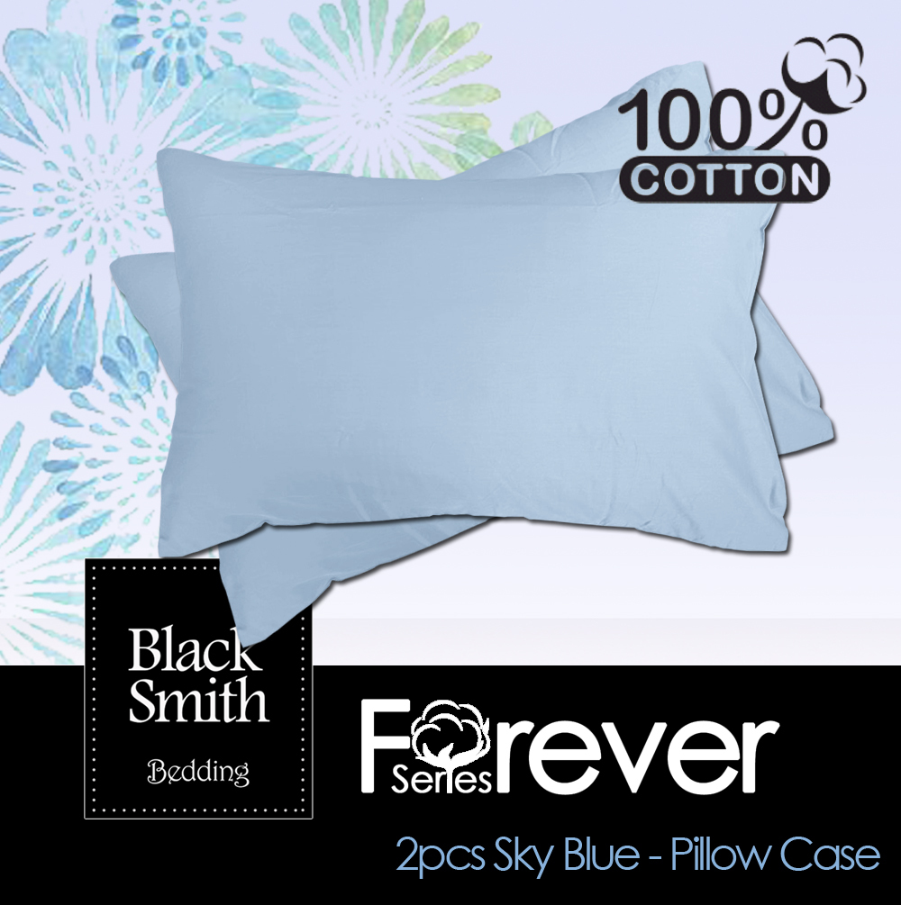 Black Smith 2120針永恆100%純綿系列枕頭套(天藍色一對)
