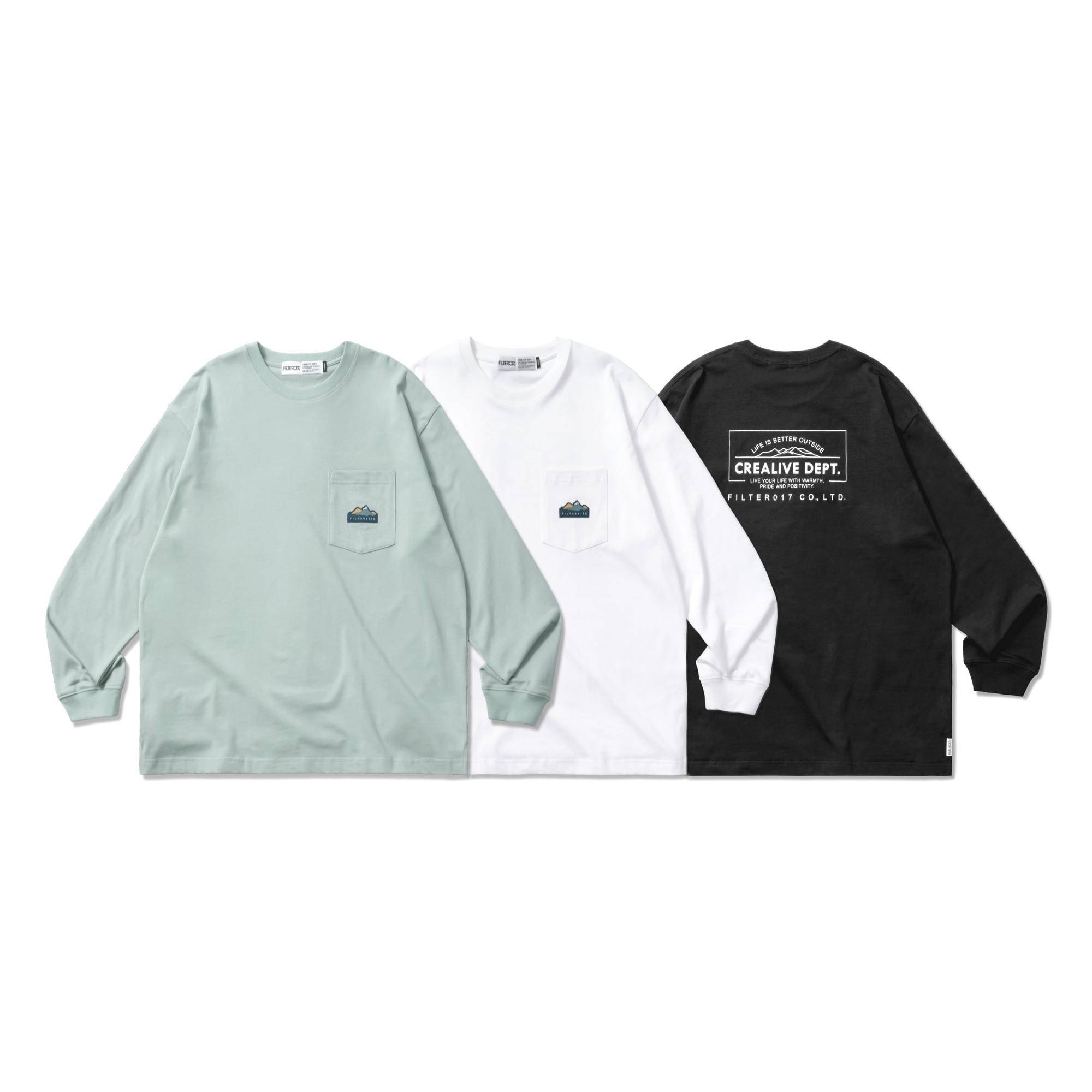 FILTER017® Mountain Peak Logo Pocket Long Sleeves Tee 山峰標誌口袋長Tee