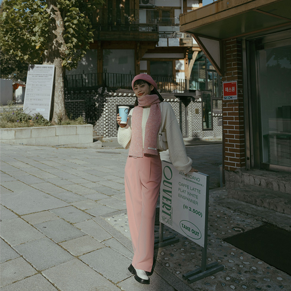 Dopamine color plain straight trousers four colors S/M/L【04101751】in stock+pre-order