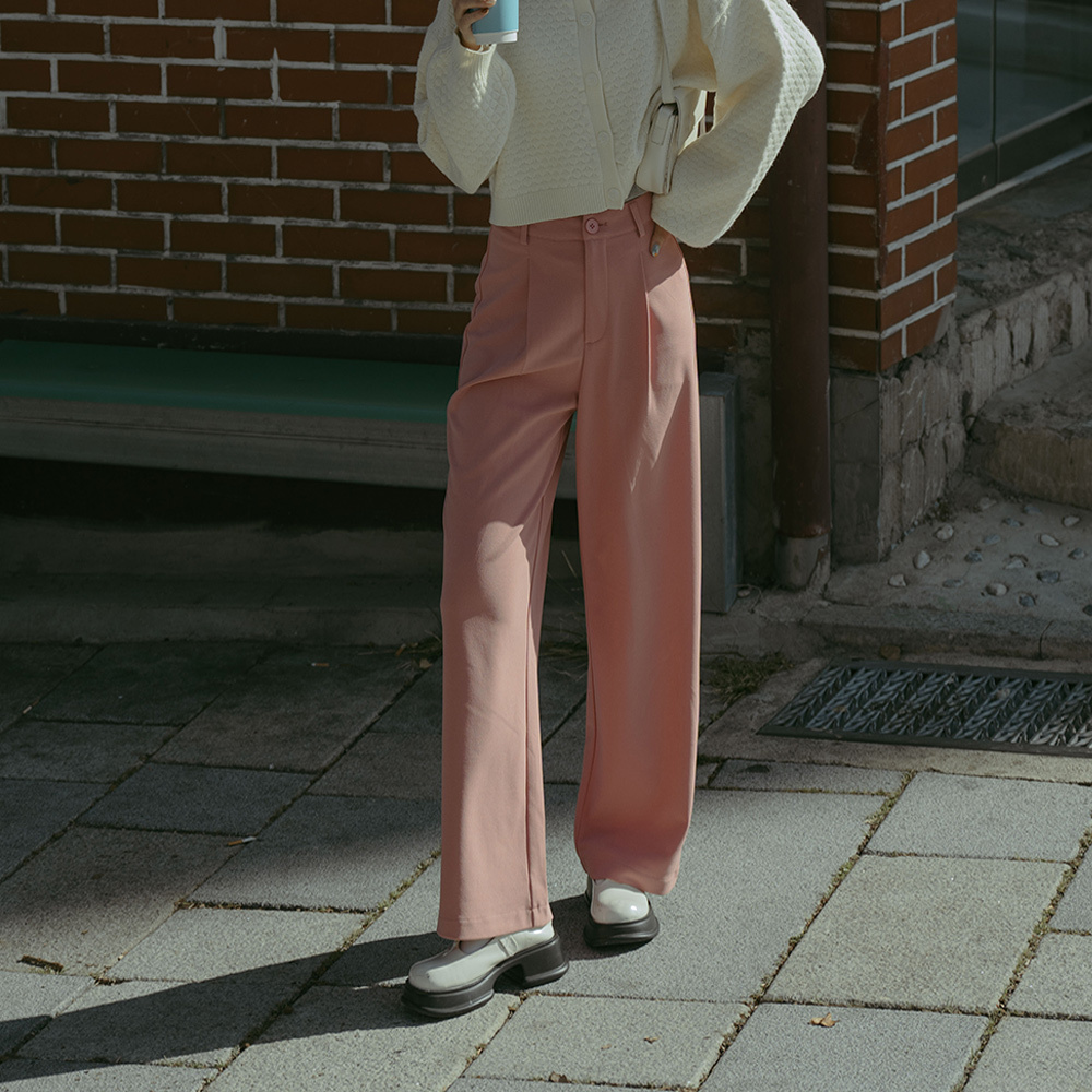 Dopamine color plain straight trousers four colors S/M/L【04101751】in stock+pre-order