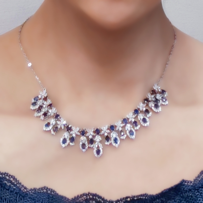 天然藍寶石頸鍊      GN004