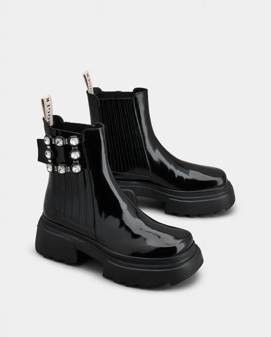 Roger Vivier Wallaviv strass buckle Chelsea ankle boots