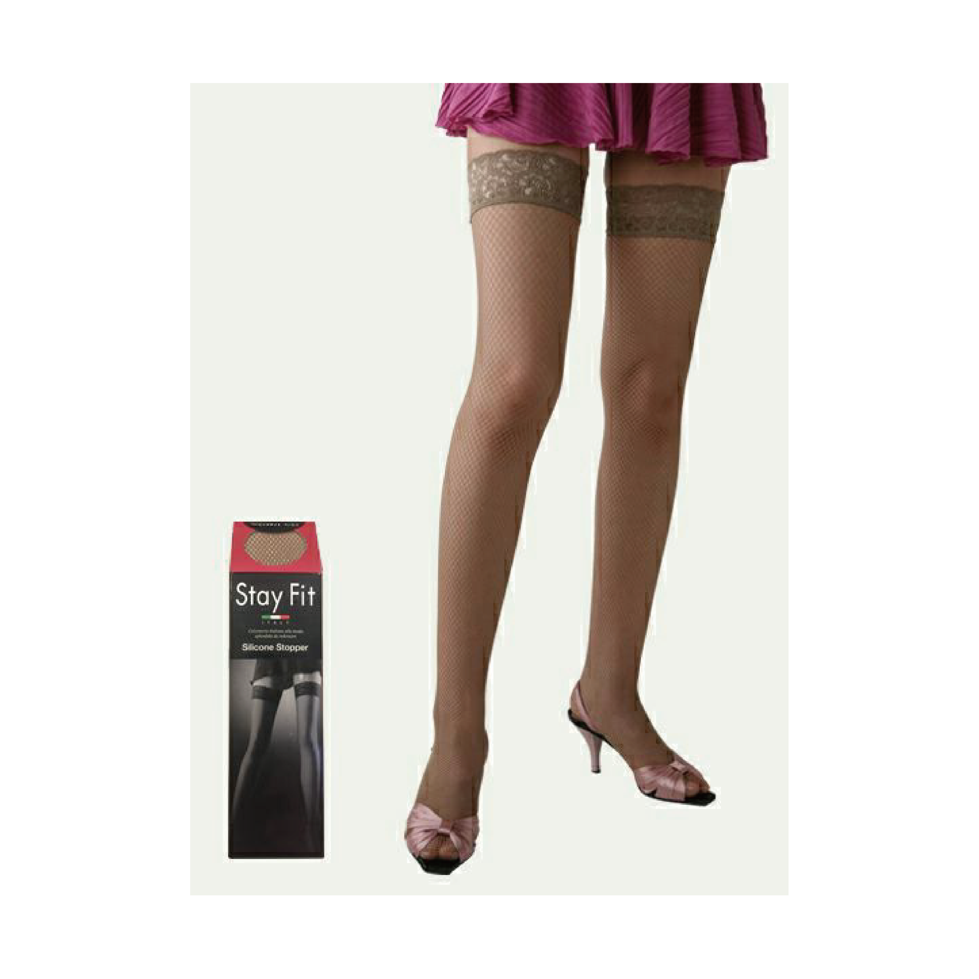 Stay Fit - 魚網襪基本款 - 米色 (2件裝) 