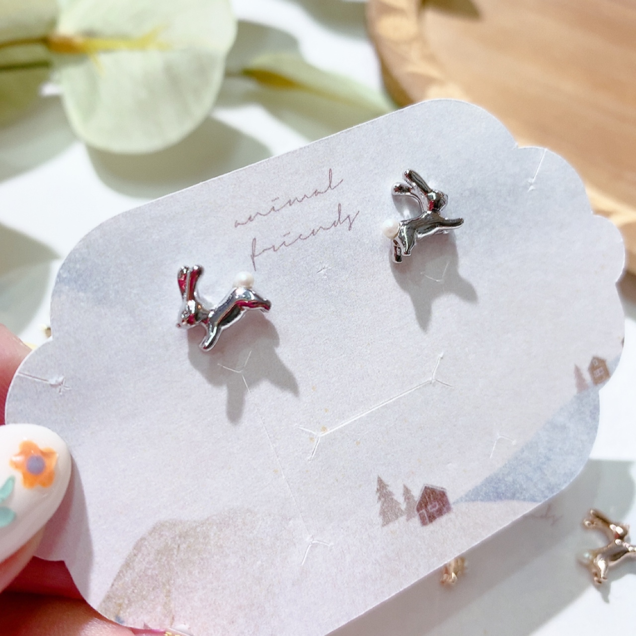 兔仔珍珠尾巴耳環