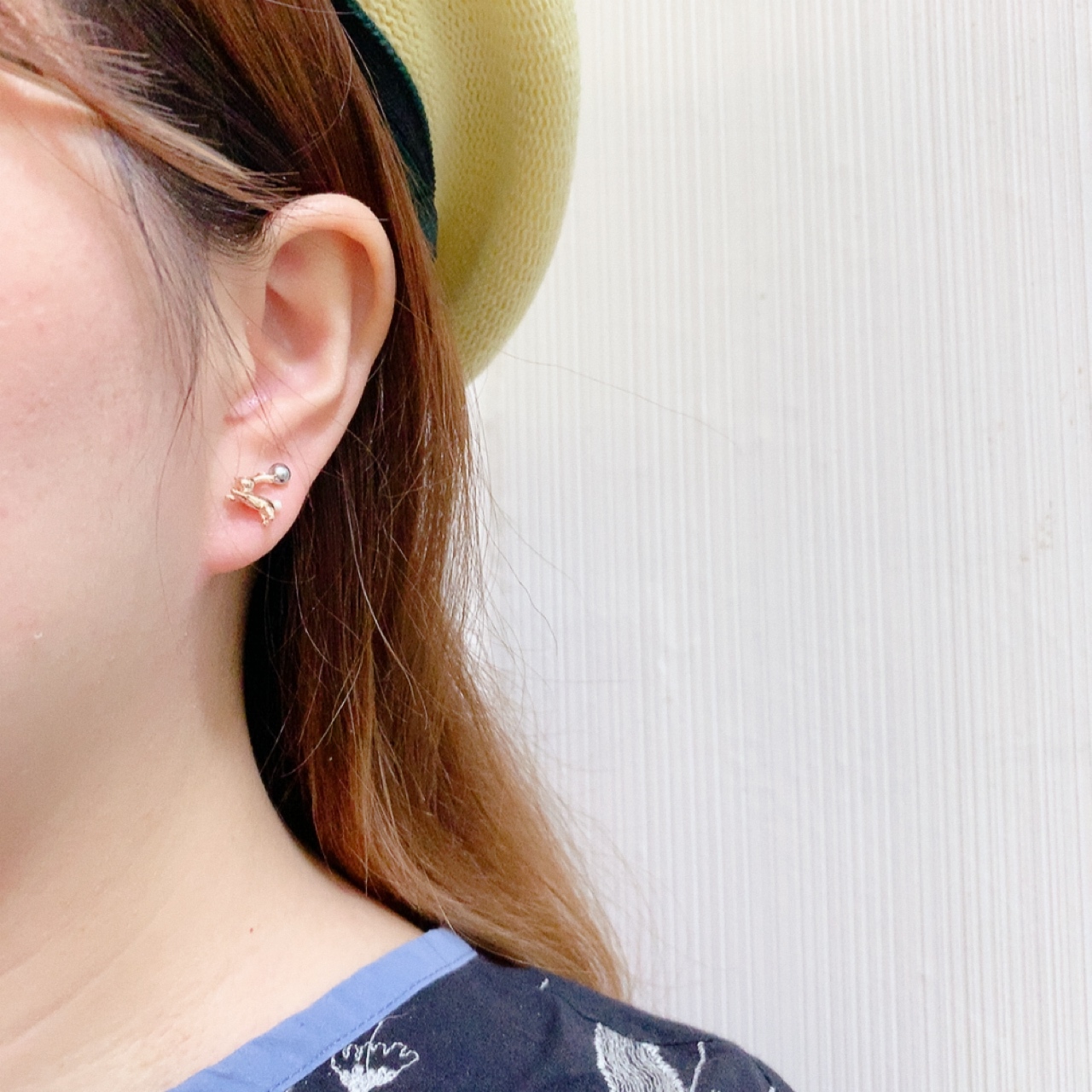 兔仔珍珠尾巴耳環