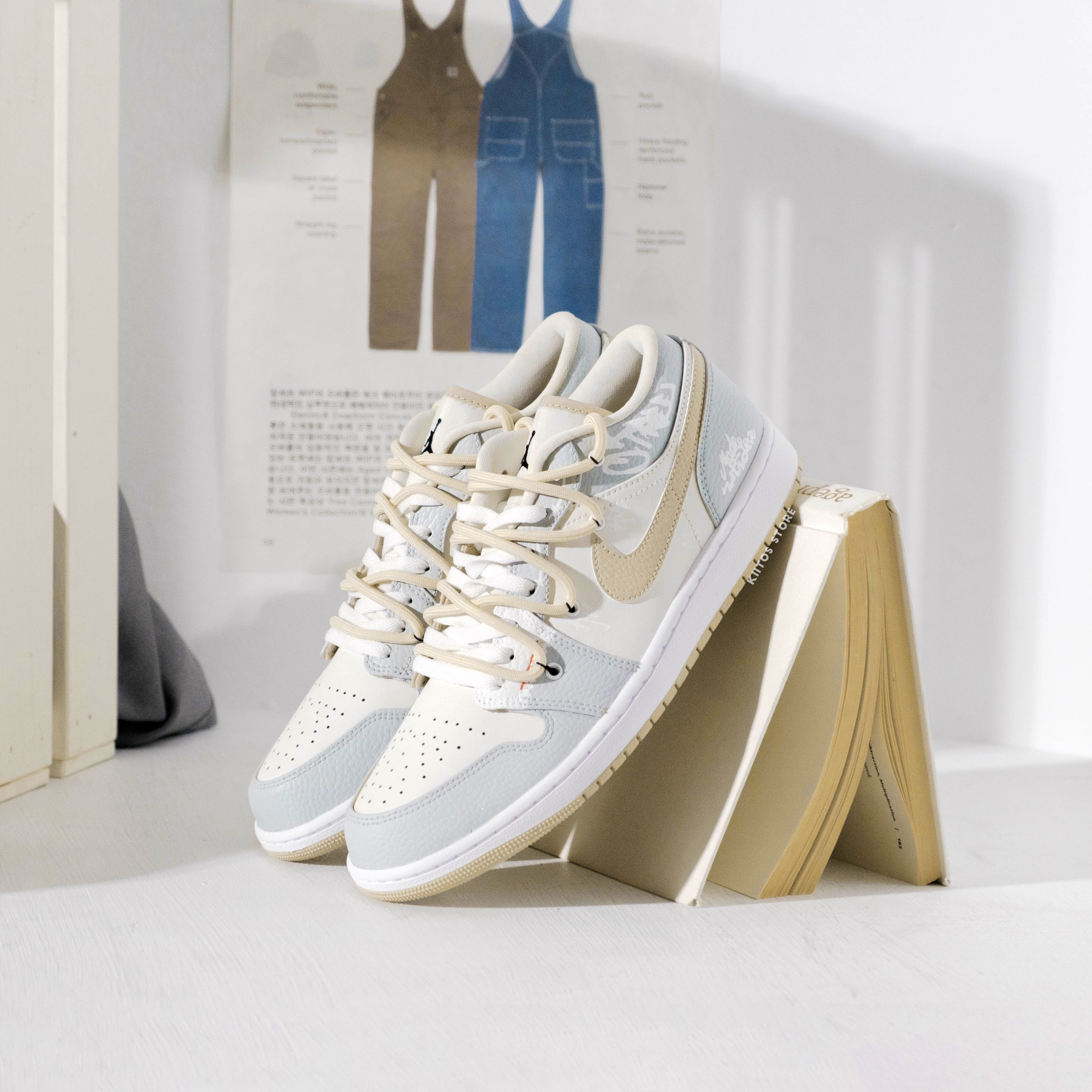 Nike Air Jordan 1 Low 米灰荔枝皮 訂製款