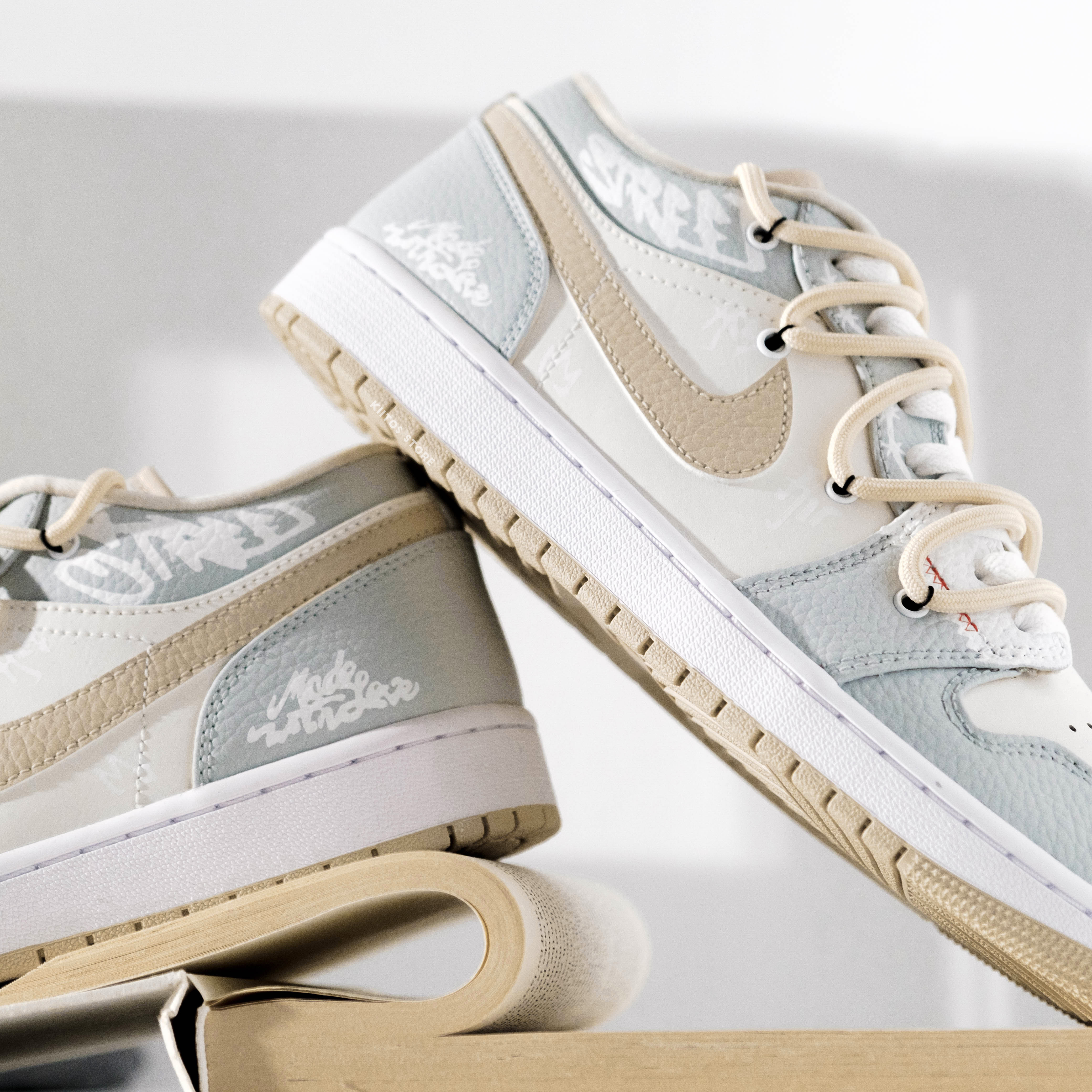 Nike Air Jordan 1 Low 米灰荔枝皮 訂製款