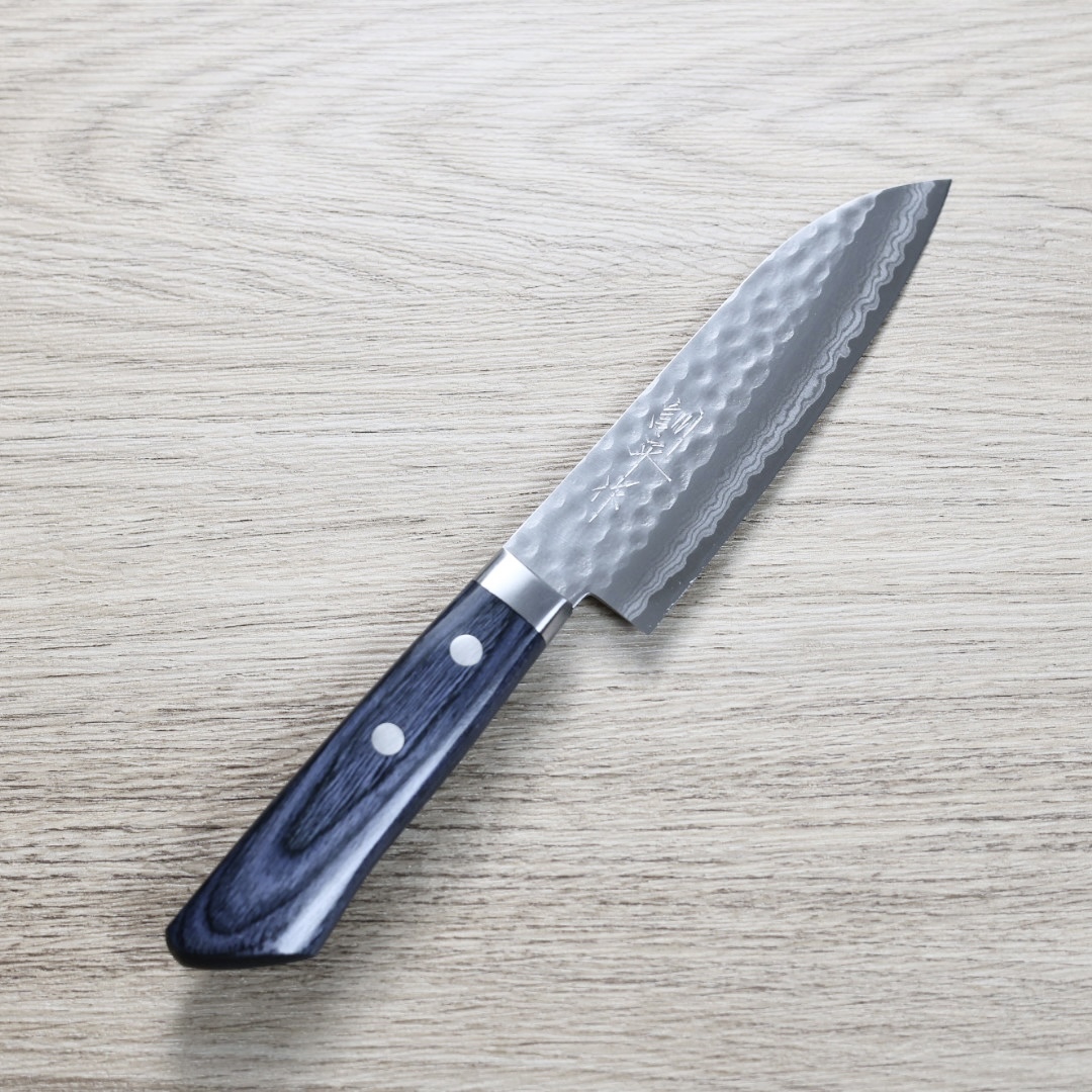增谷訓生 小三德刀 130mm VG10鋼 刻流 藍柄