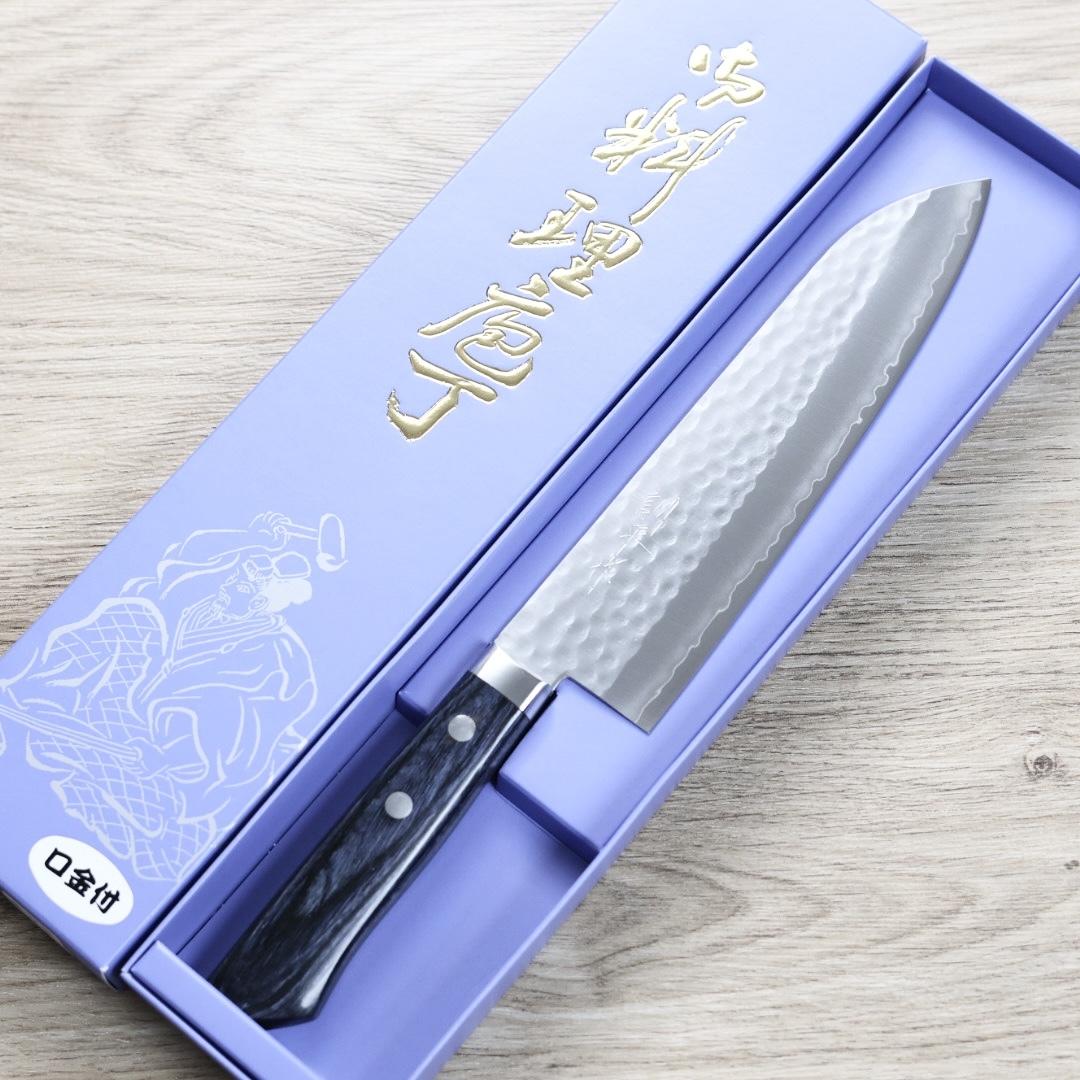 增谷訓生 牛刀 180mm VG1鋼 鎚目 藍柄
