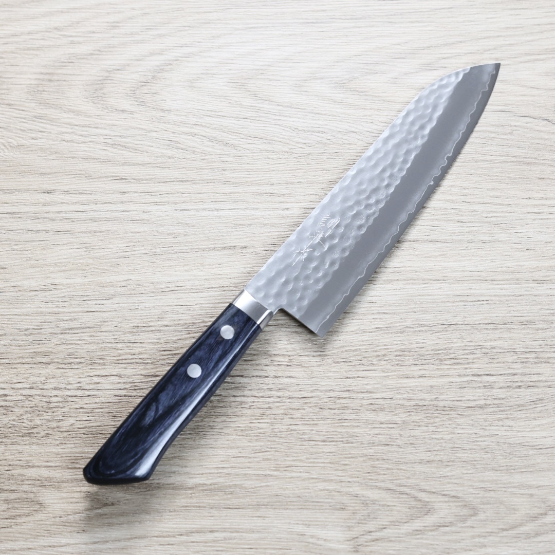增谷訓生 牛刀 180mm VG1鋼 鎚目 藍柄