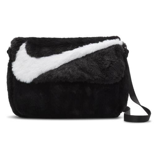 -(E2b03)-NIKE SPORTSWEAR FUTURA 365  1L 大勾毛毛包 人工皮草 絨毛斜背包 側背包 小包 -FB3048  黑010 /粉 838