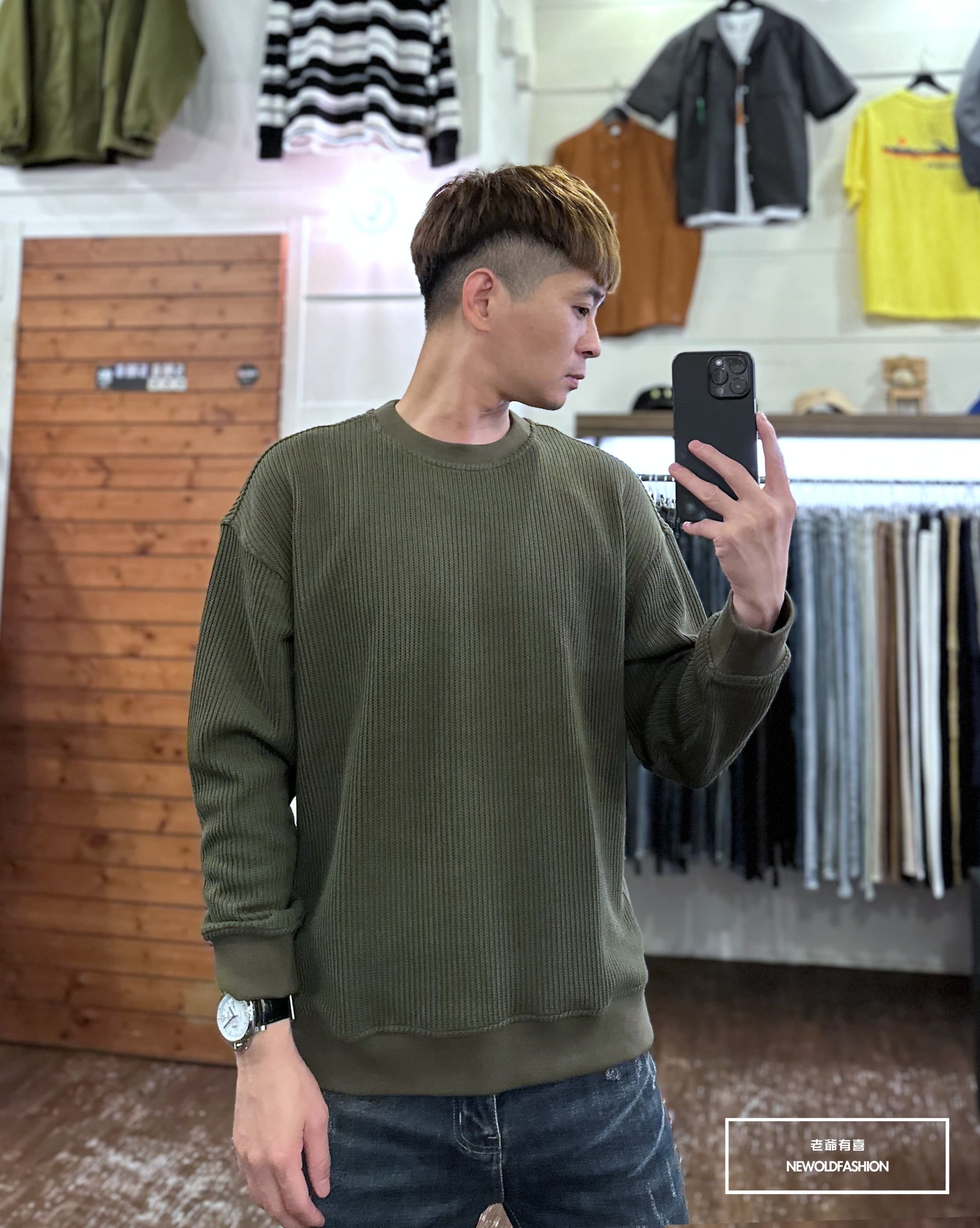 『新品上市』重磅立體粗針織大學T-綠(NOF2310C65001)