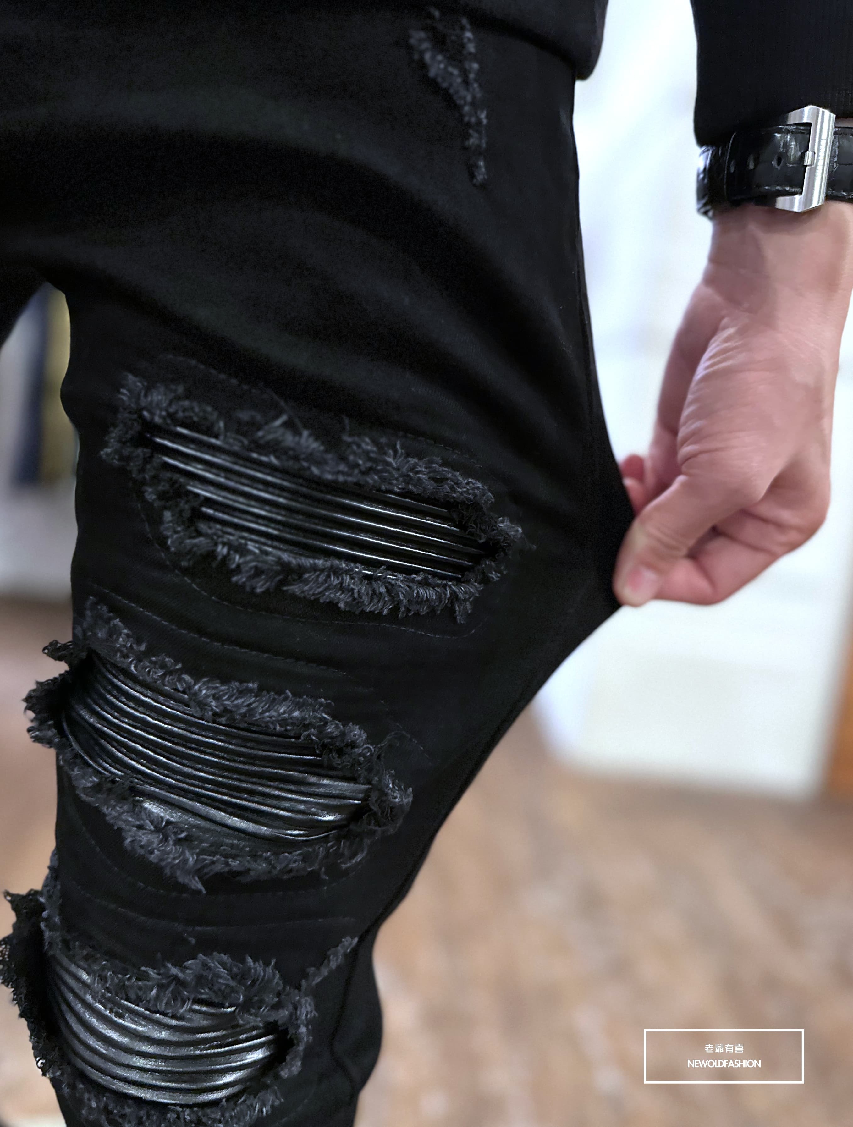 『新品上市』重磅六洞皮革補丁小直筒(NOF23105120)