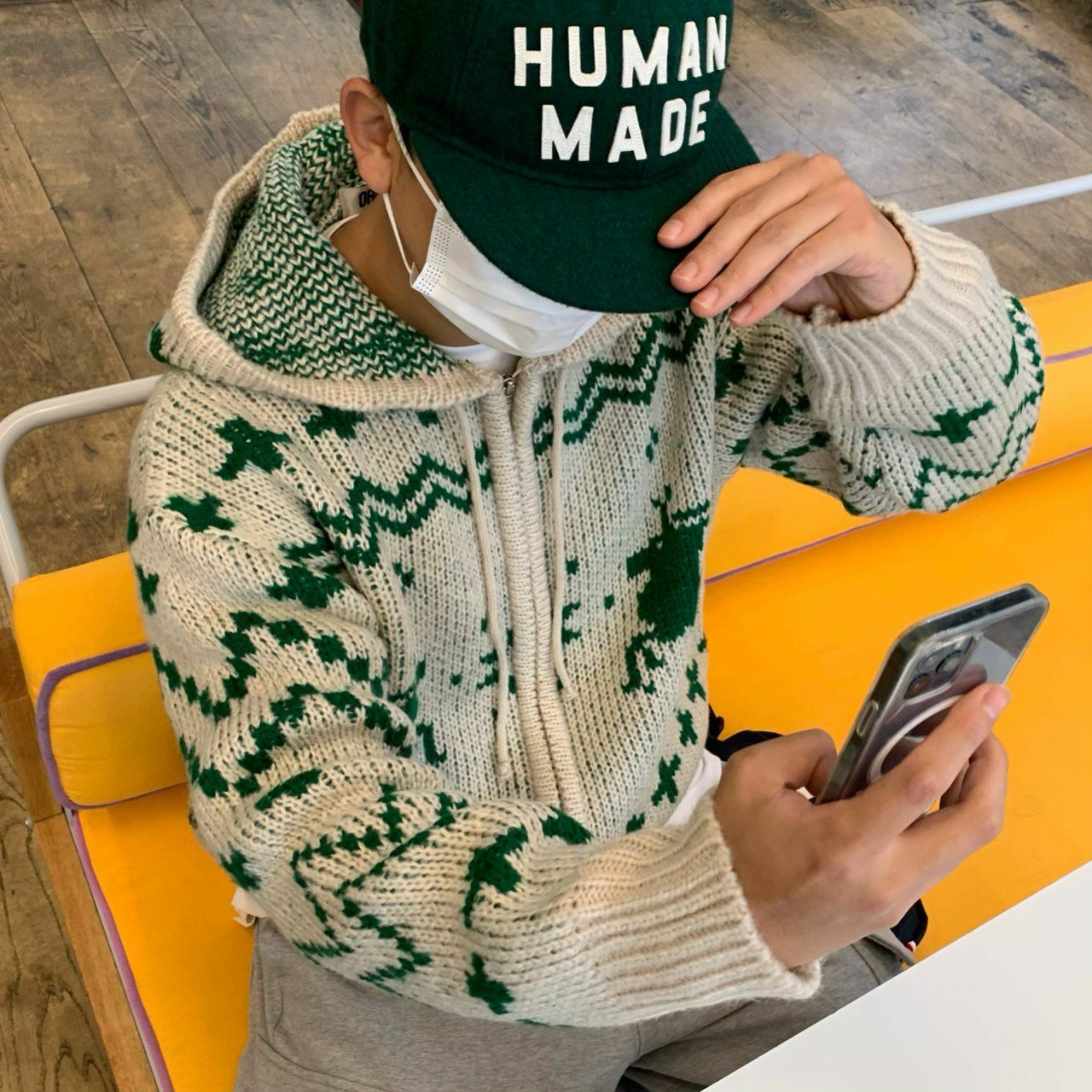 鹿圖案連帽拉鍊針織外套 OREO-028JK