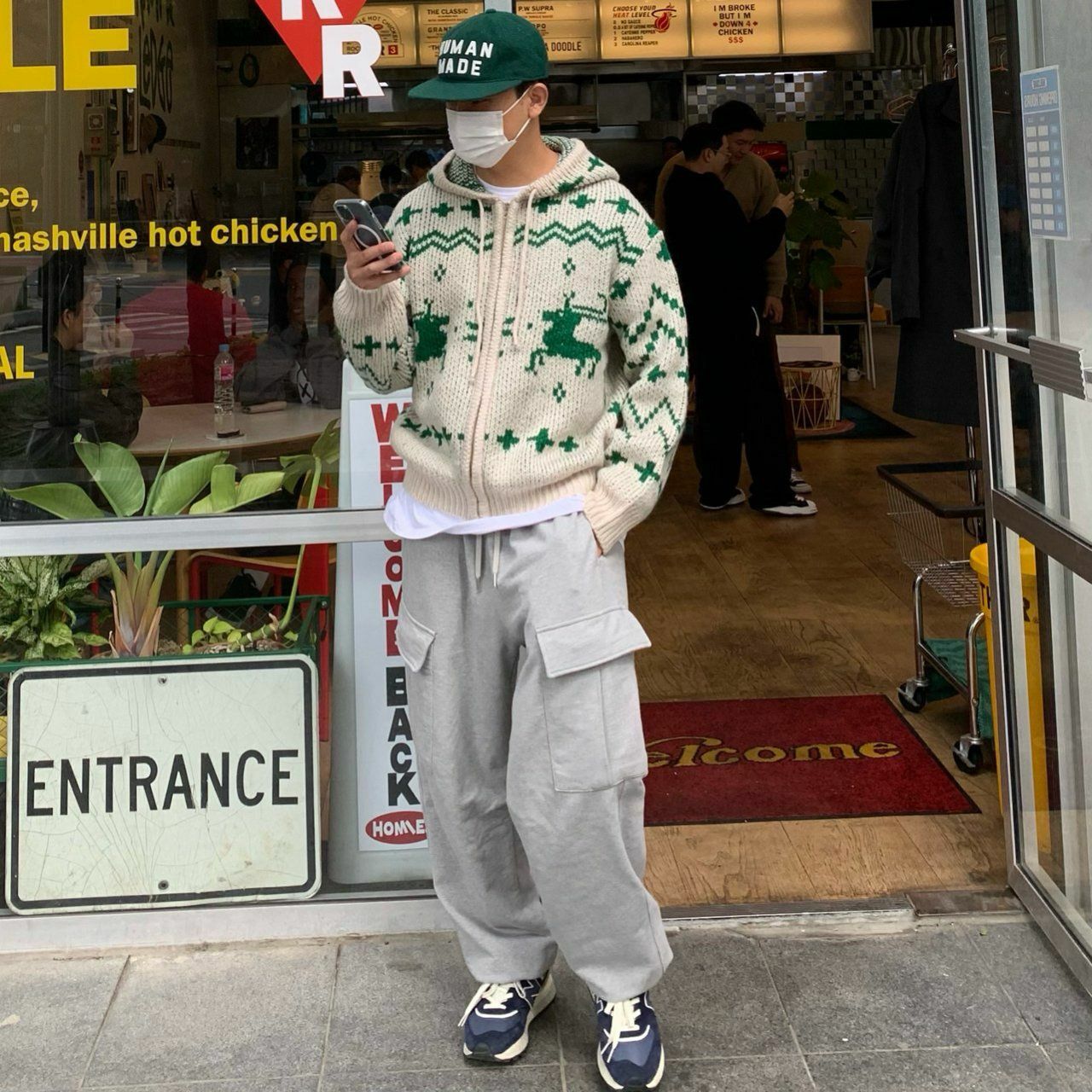 鹿圖案連帽拉鍊針織外套 OREO-028JK