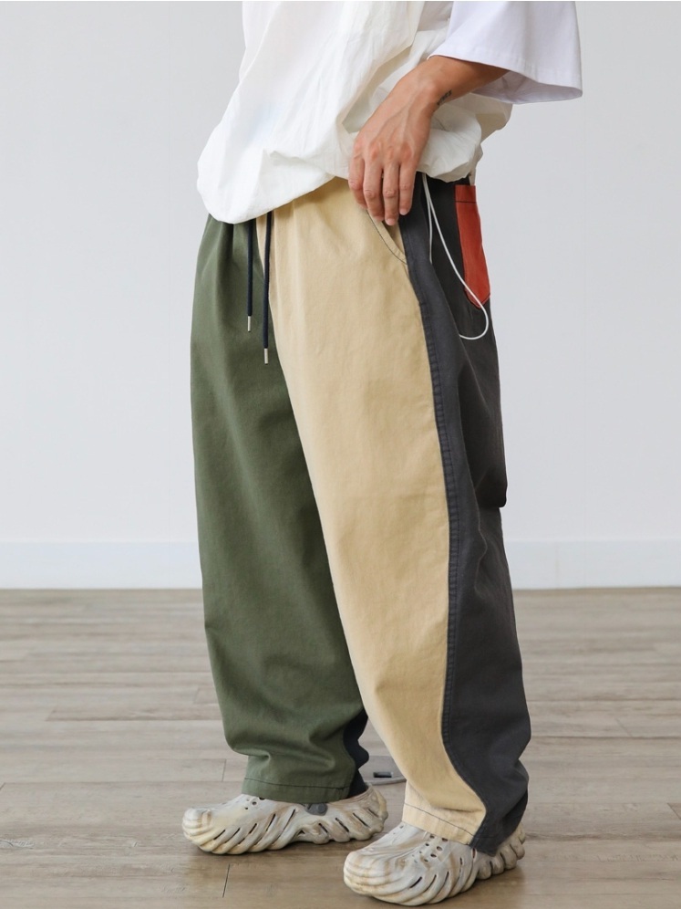 拼接配色工裝休閒褲