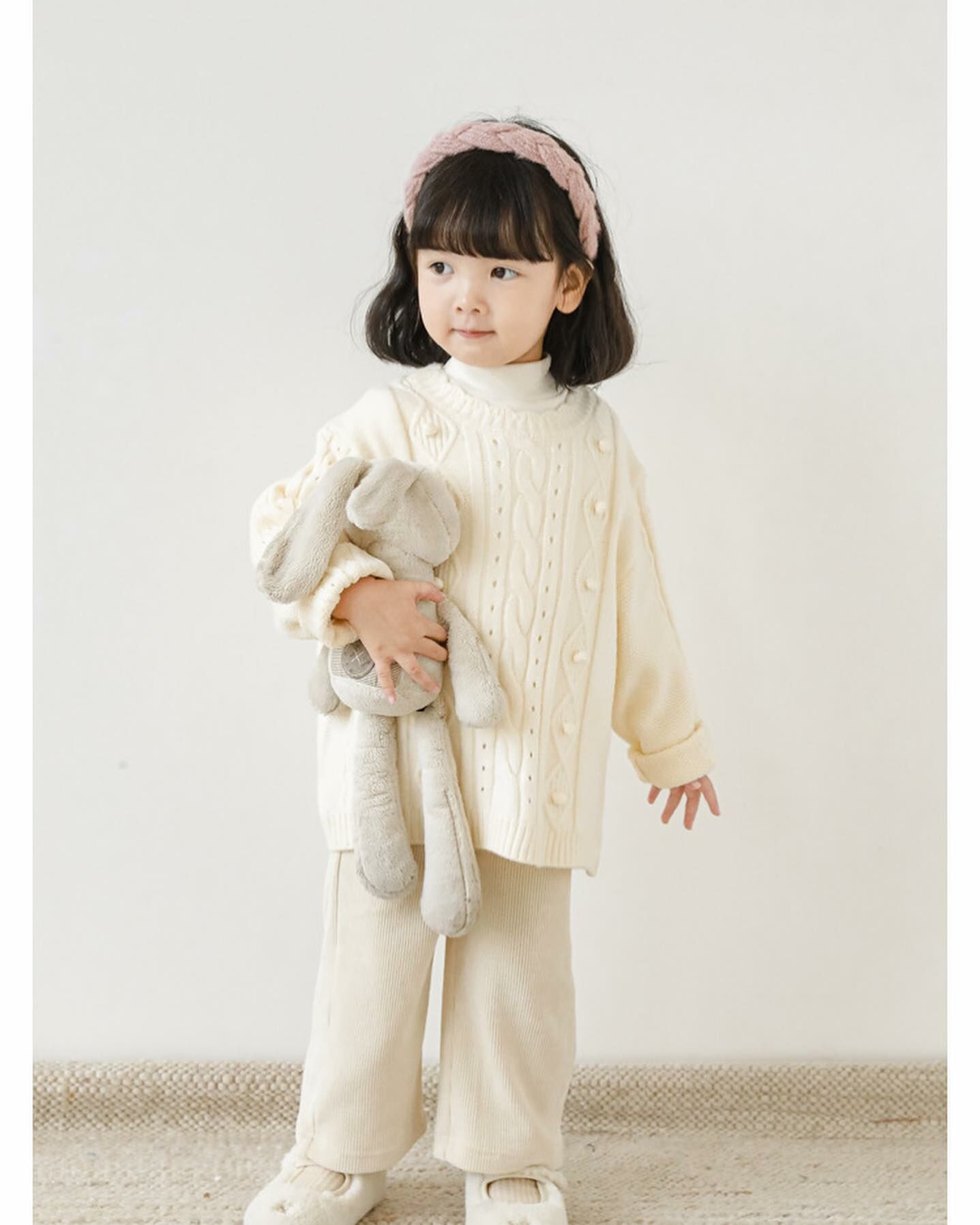 三色簡約直坑條寬鬆長褲