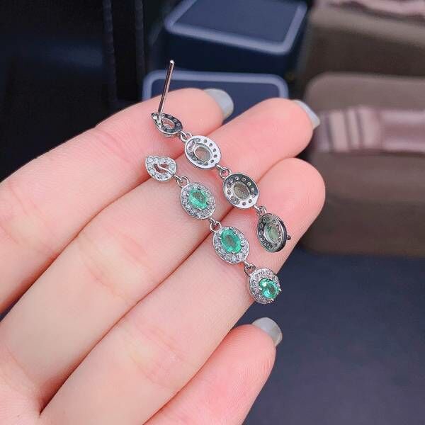 極品純天然哥倫比亞祖母綠 耳釘