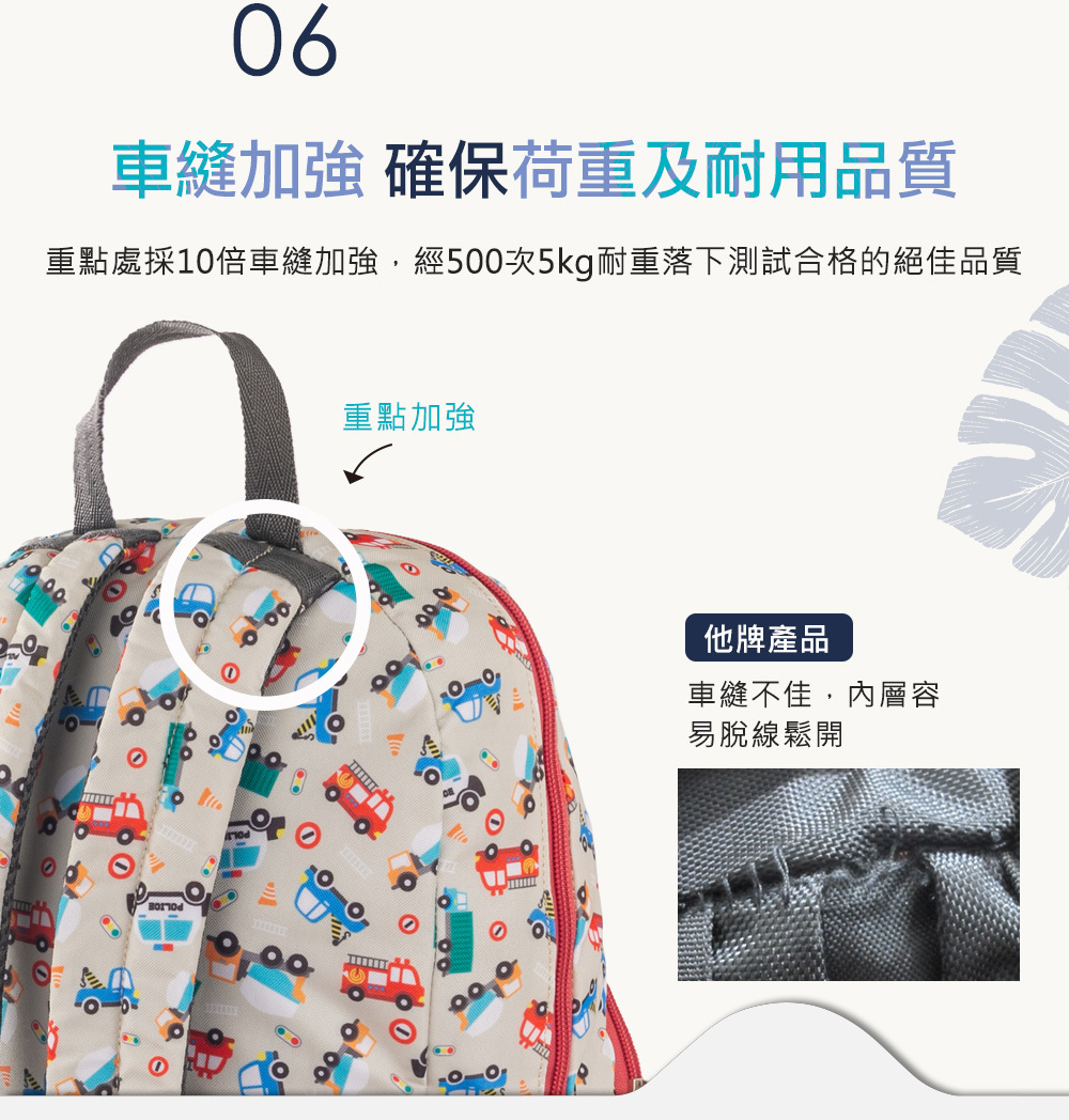 10倍加強車縫重力測試驗證背帶強度